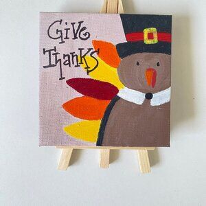 Mini canvas thanksgiving day Handmade canvas with easel